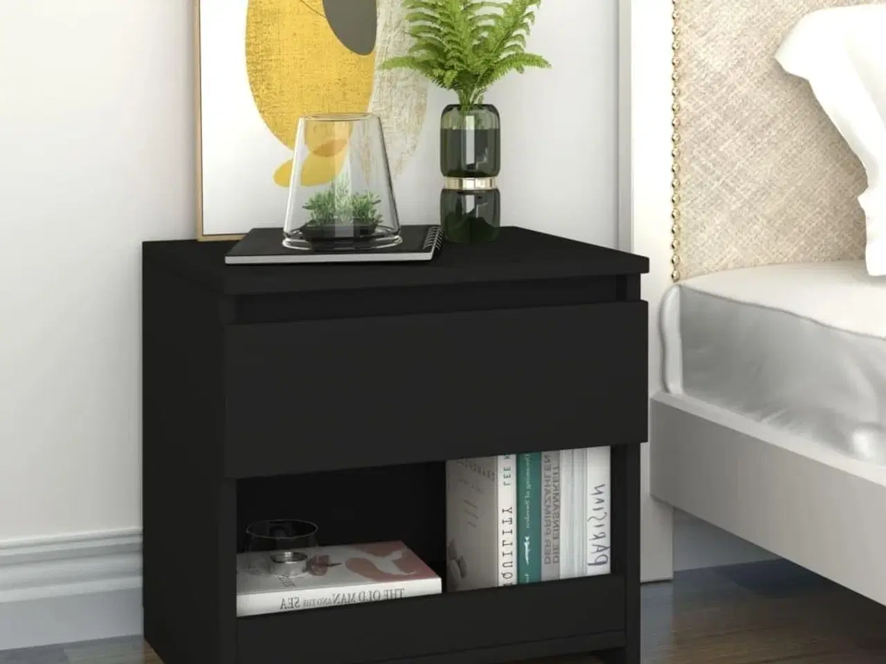 Billede 2 - Sengeborde 2 stk. 40x30x39 cm konstrueret træ sort