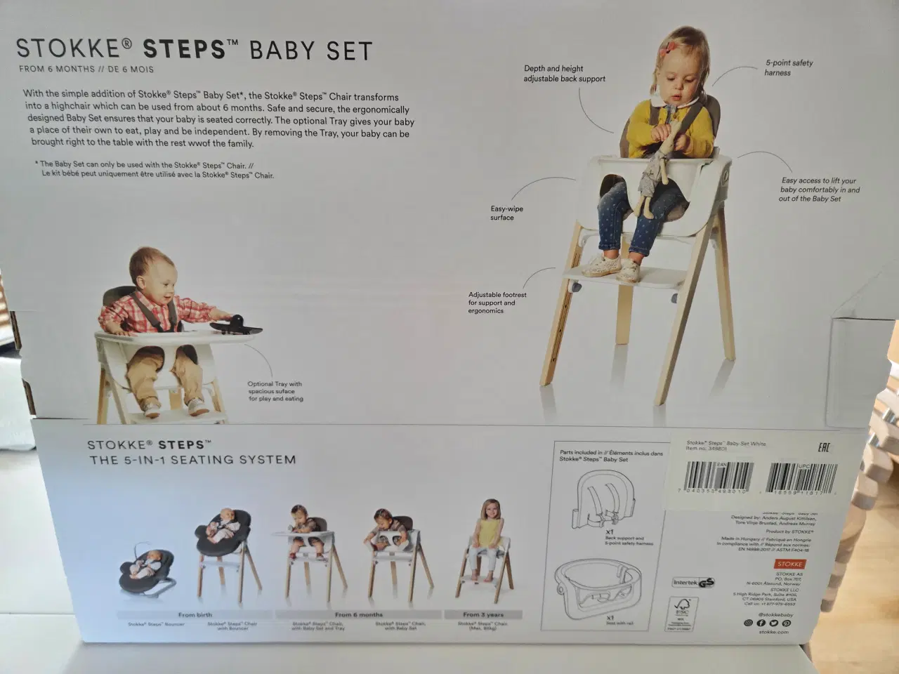 Billede 2 -  Baby sæt til Stokke stol i hvid nyt