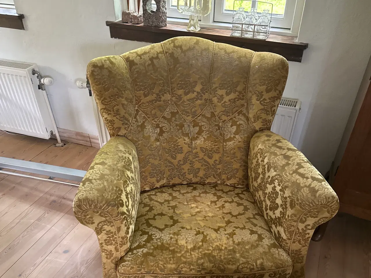 Billede 1 - Sofa og stol gammel antik karrygul