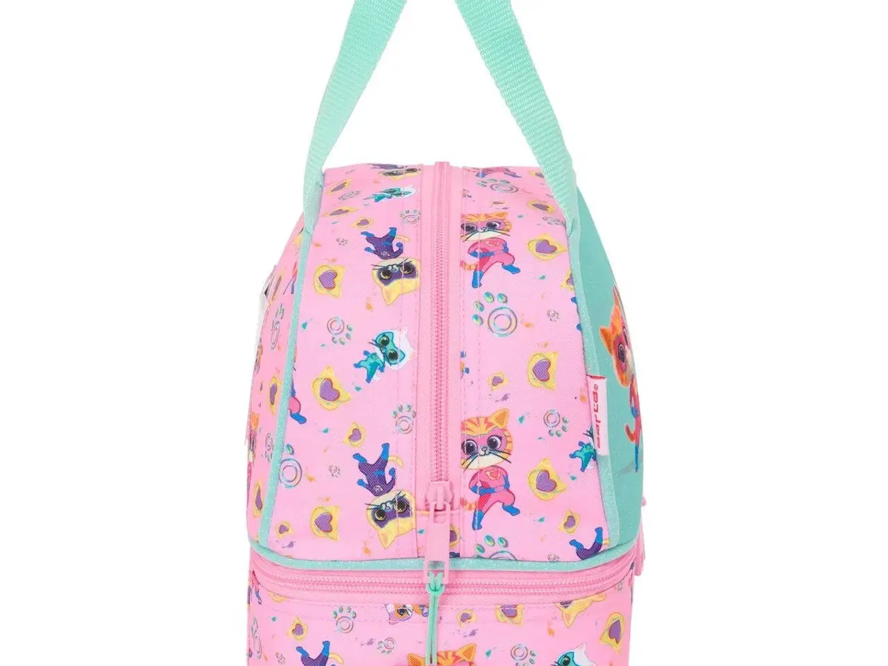 Billede 3 - SuperKitties madkasse med tilbehør - pink/turkis, 20 × 20 × 15 cm