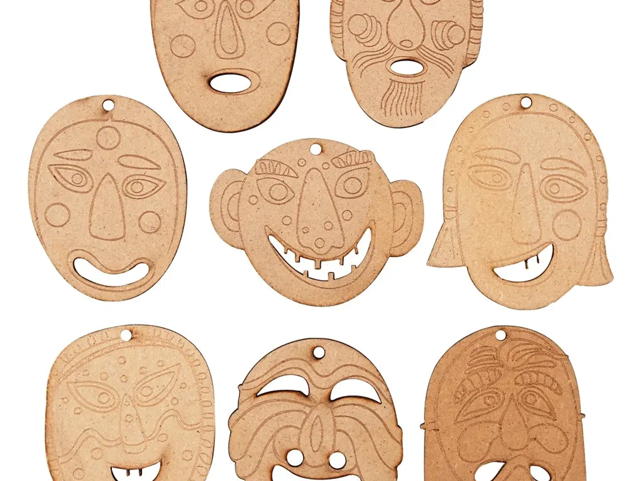 Billede 1 - Masker til ophæng, str. 5,5-7 cm, tykkelse 4 mm, 24stk./ 1 pk.