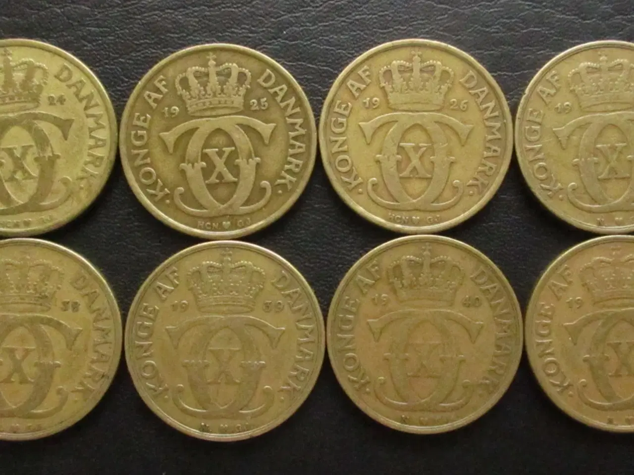 Billede 4 - 1 og 2 kr 1924-1941 komplet - uden/med 1 kr 1924