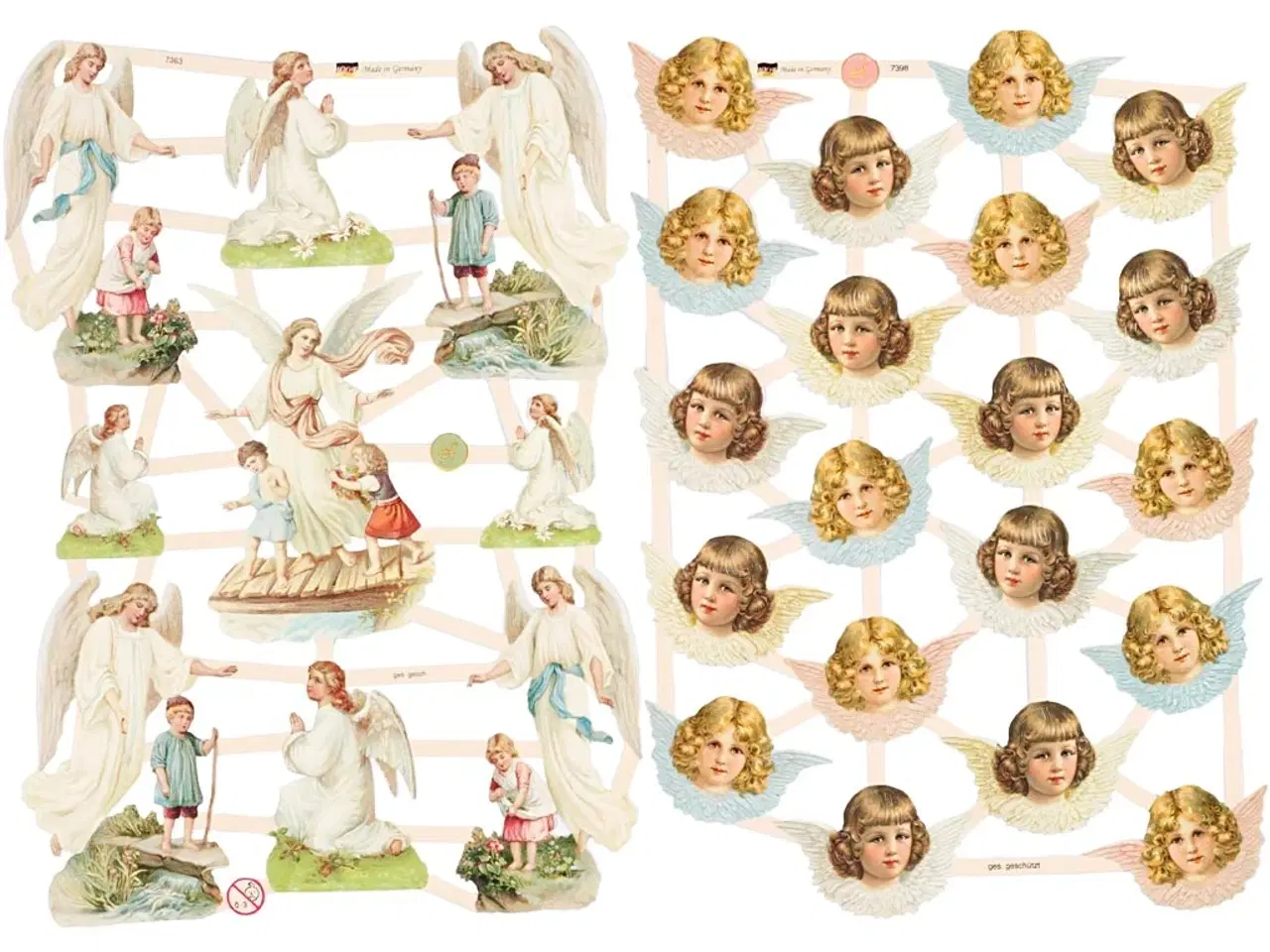 Billede 1 - Nostalgiske Engle Glansbilleder - 2 ark 16,5x23,5 cm
