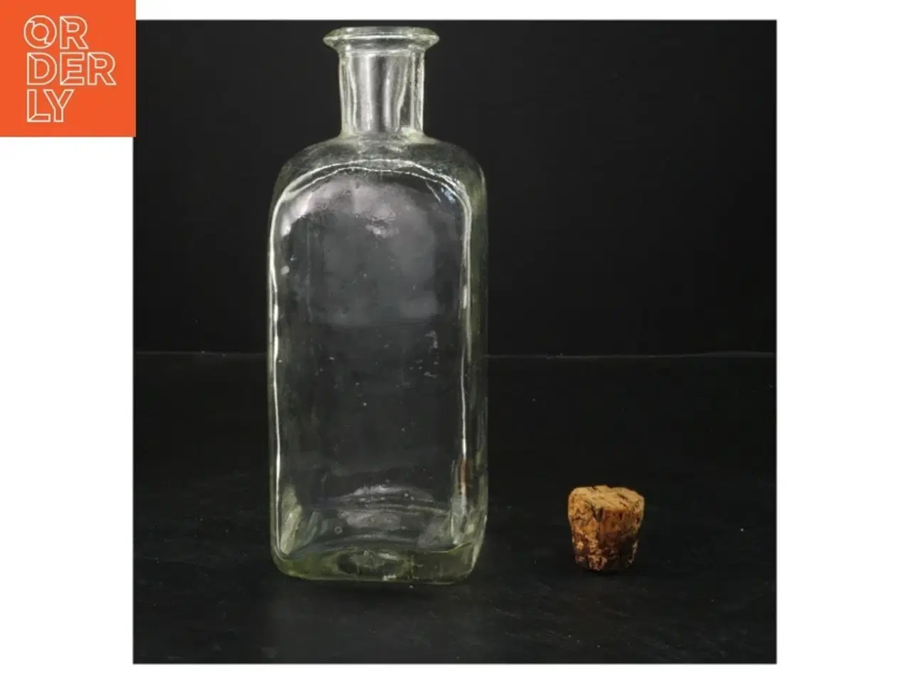 Billede 2 - Ældre glasflaske med korkprop (str. 24 cm)