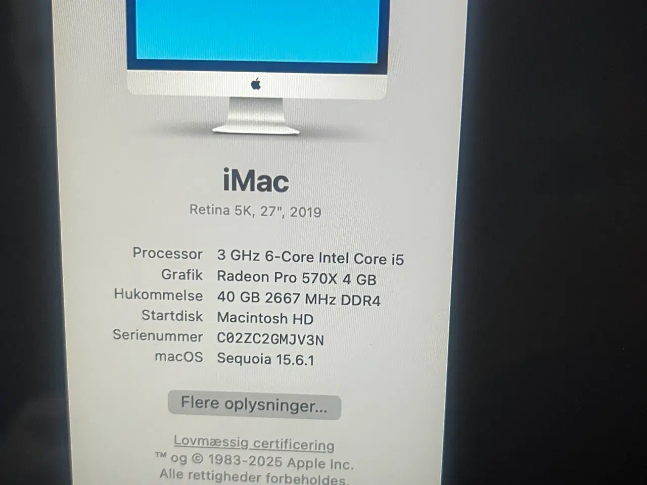 Billede 1 - iMac Retina 5K 27” 2019
