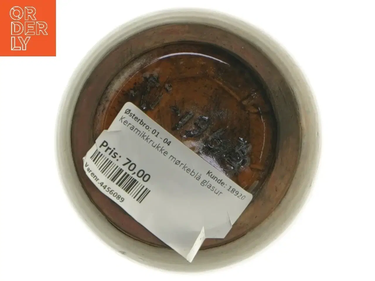 Billede 3 - Keramikvase med mørkeblå glasur (str. 10 cm)