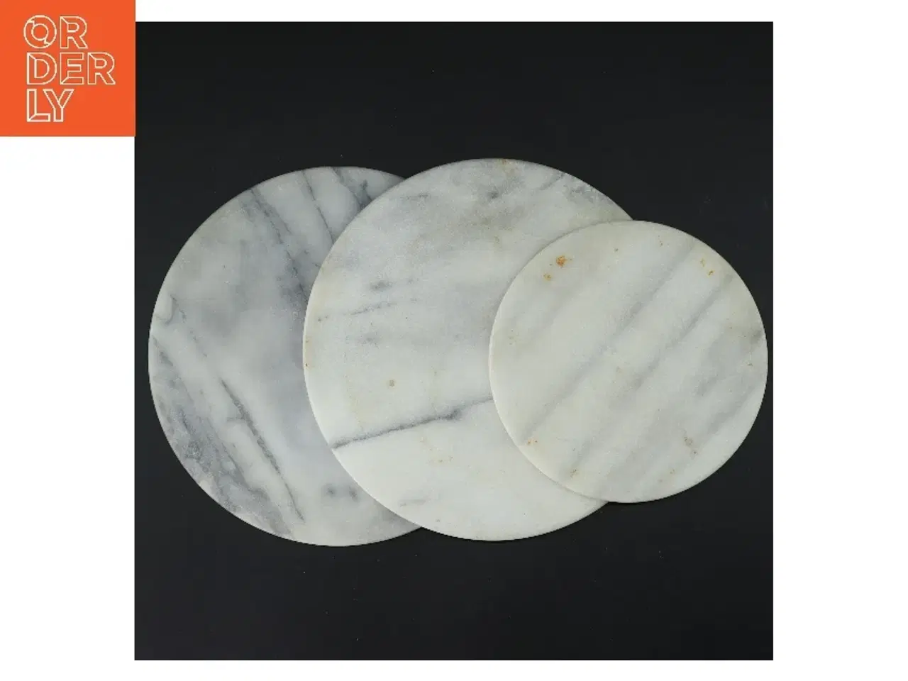 Billede 3 - Marmorplader sæt (str. 3 stk Ø 21 & 15,5 cm)