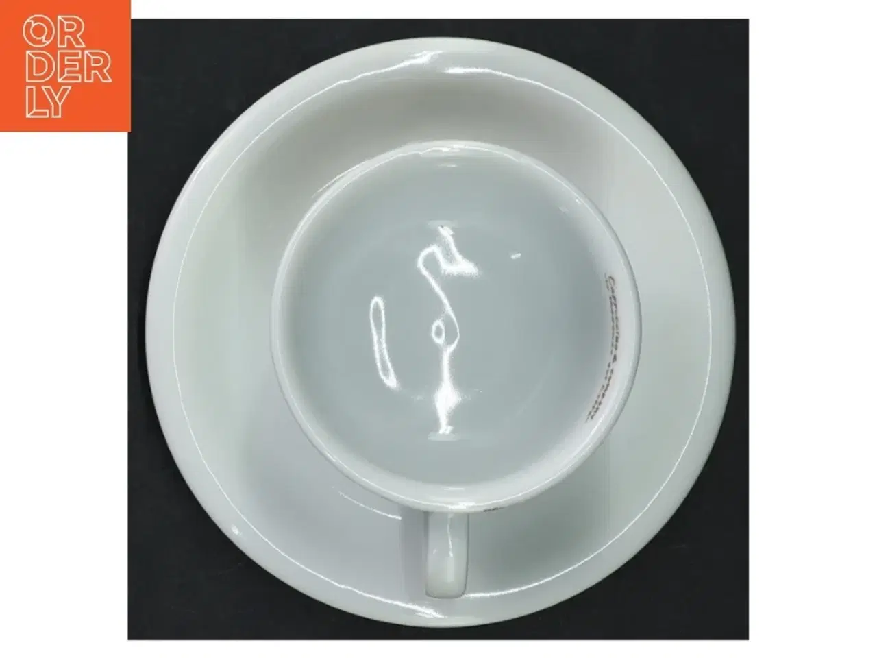 Billede 4 - Dekoreret cappuccino kop og underkop fra D’Anc&#224;r (str. Y, 14,5 cm. h 6,5 cm, ø 8,5 cm)