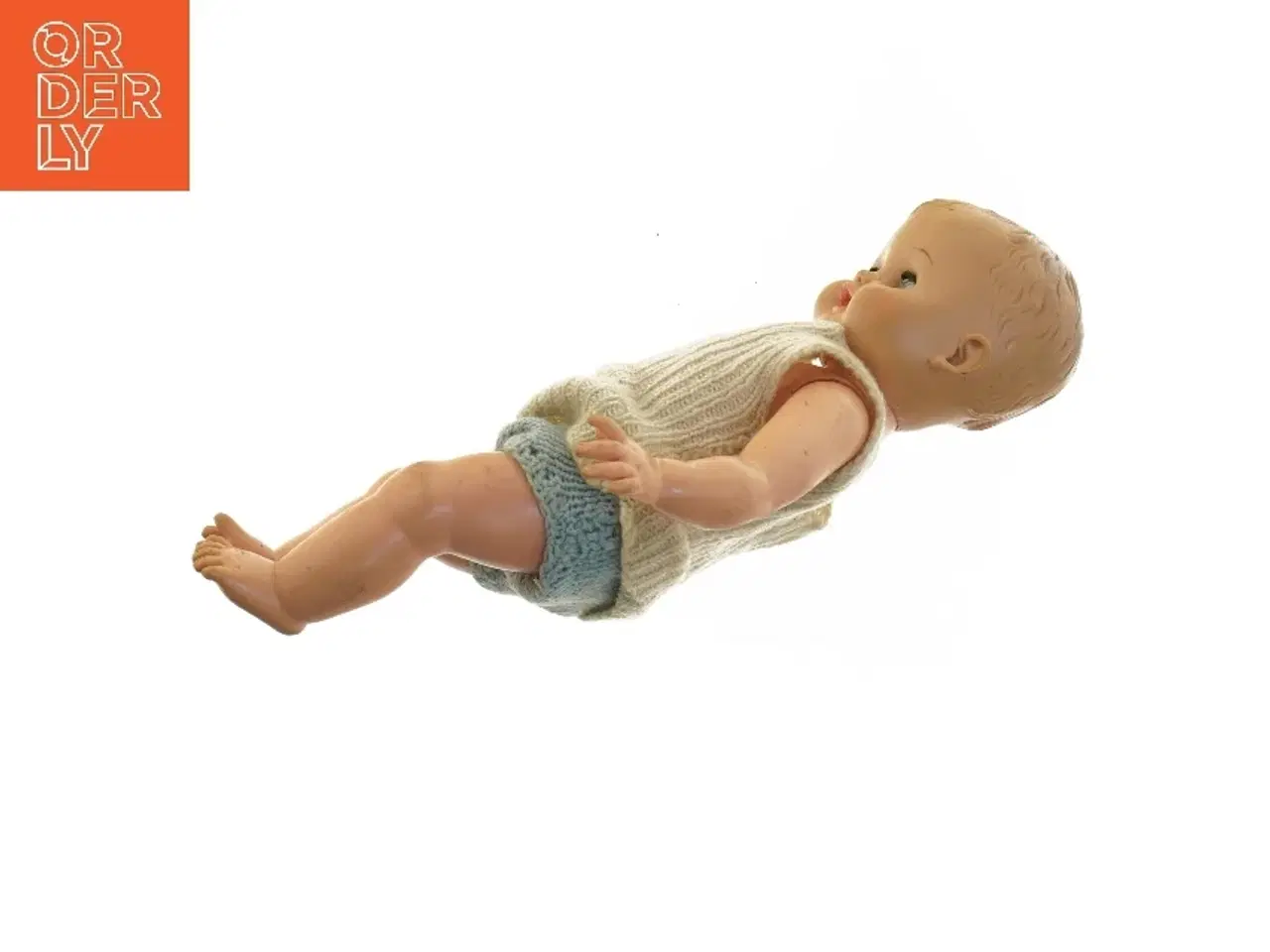 Billede 4 - Vintage dukke med strikbeklædning (str. 33 cm)