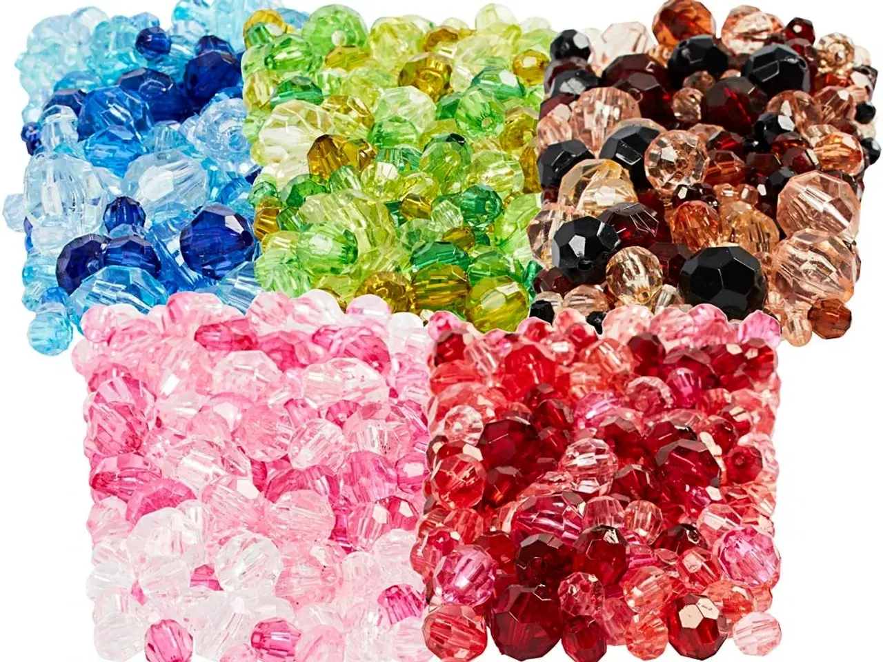 Billede 1 - Facetperler, diam. 4-12 mm, hulstr. 1-2,5 mm, ass. farver, 7x250g/ 1 pk.