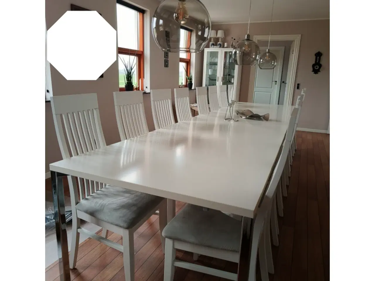 Billede 1 - Lang bord med stole til spisestue