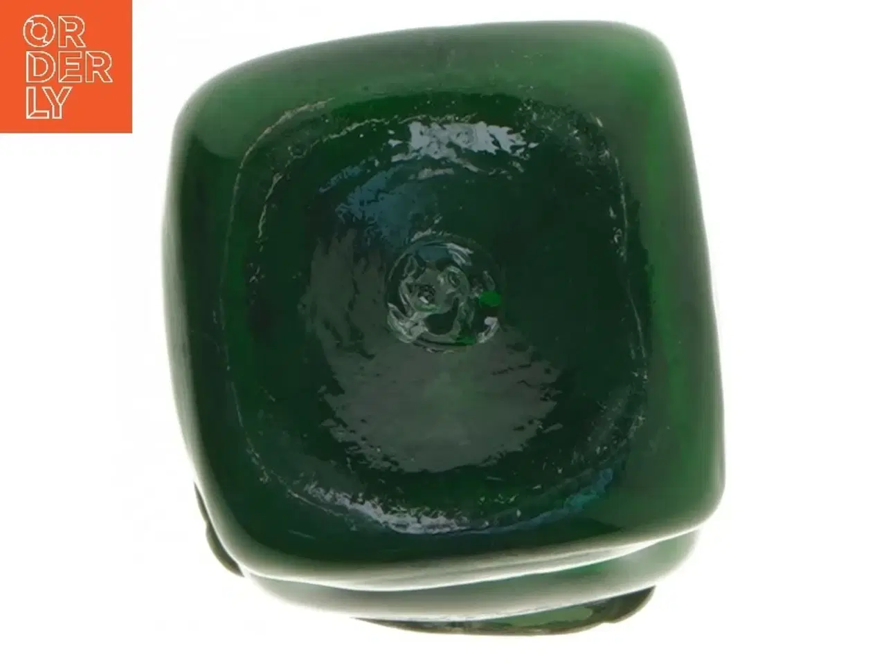 Billede 4 - Grøn glasflaske med metaldekoration (str. 18 cm)