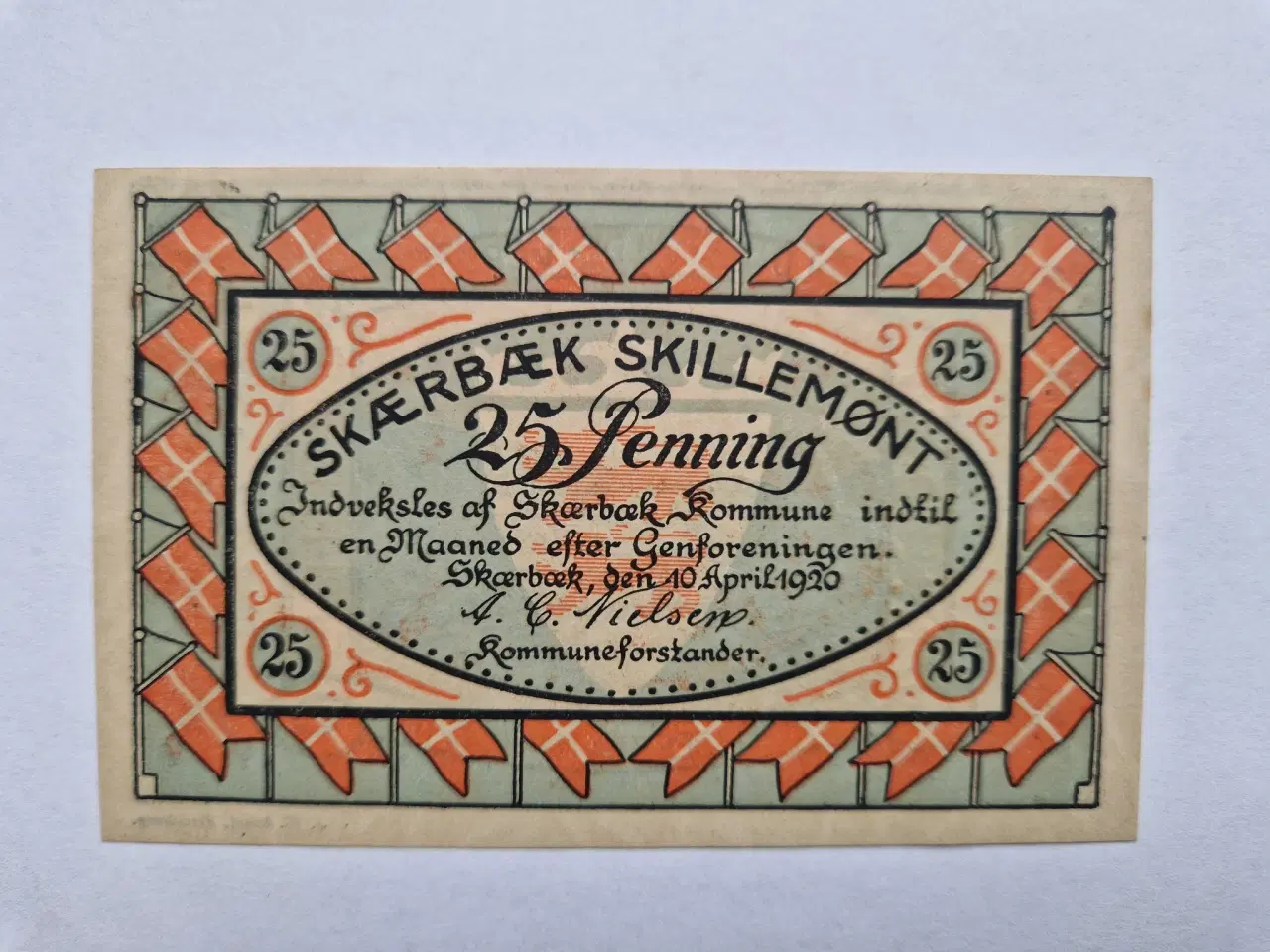 Billede 1 - 25 Pfennig Skærbæk Skillemønt 1920