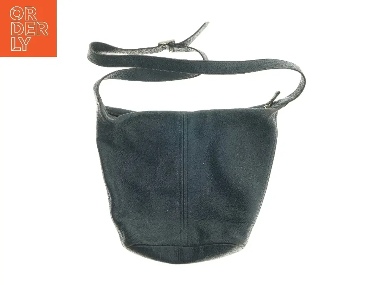 Billede 2 - Mørkeblå læder skuldertaske (str. 30x34 cm)