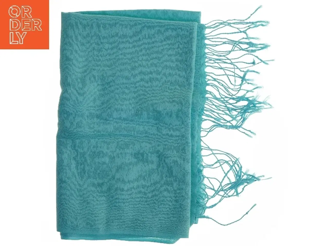 Billede 3 - Turkis sjal med frynser fra Pashmina (str. 70x180 cm)