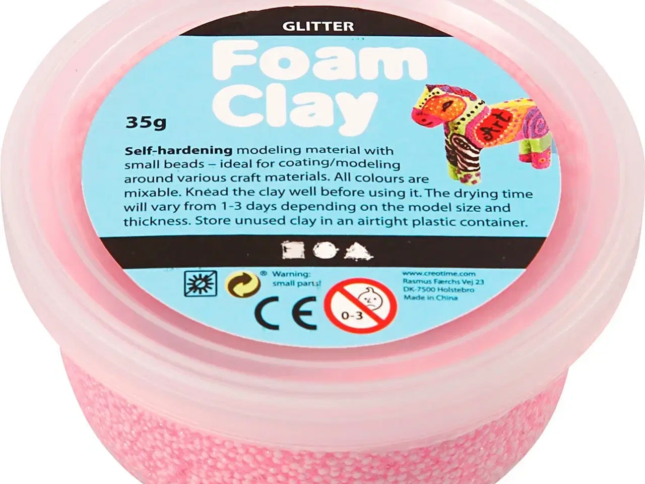 Billede 1 - Foam Clay® Lyserød Glitter 35g - Selvhærdende Modellering