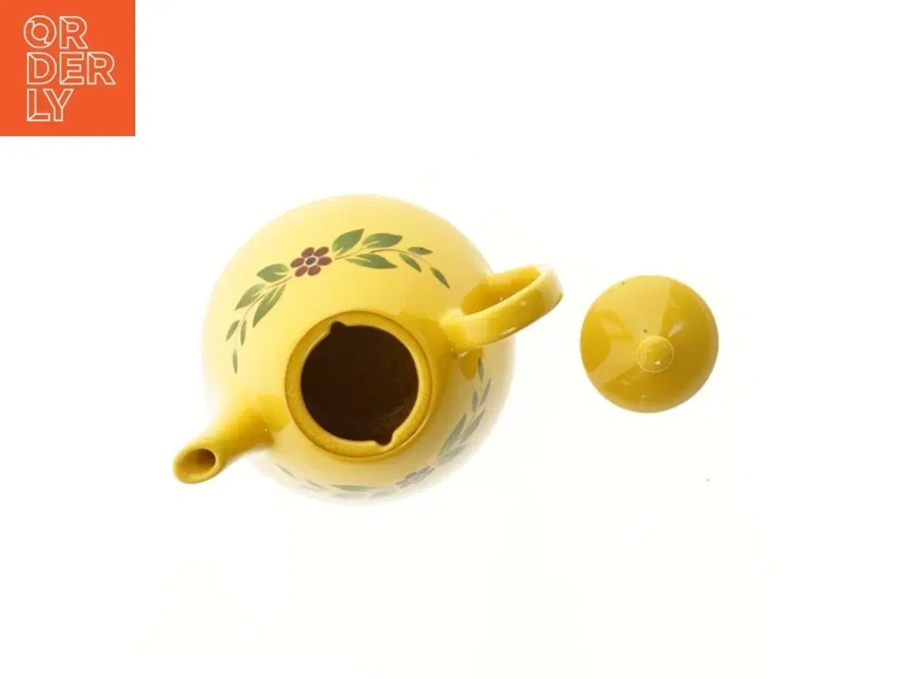 Billede 4 - Gul keramisk tekande med blomsterdesign fra Scherzer Bavaria (str. 10 cm)