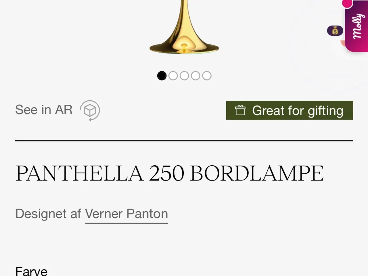 Billede 4 - Panthella 250 bordlampe, messing af Verner Panton