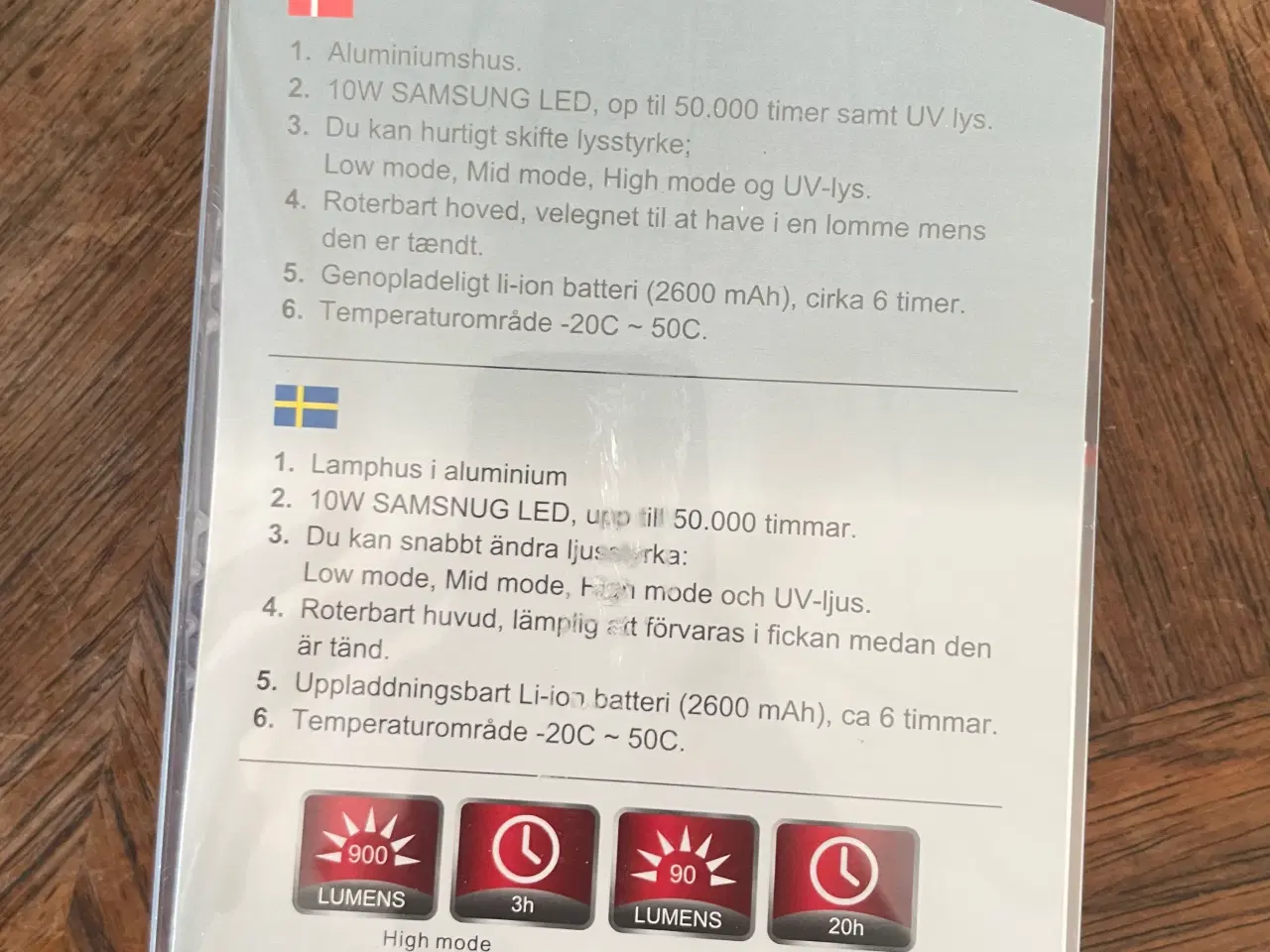 Billede 3 - Genopladelig lommelygte med UV NY