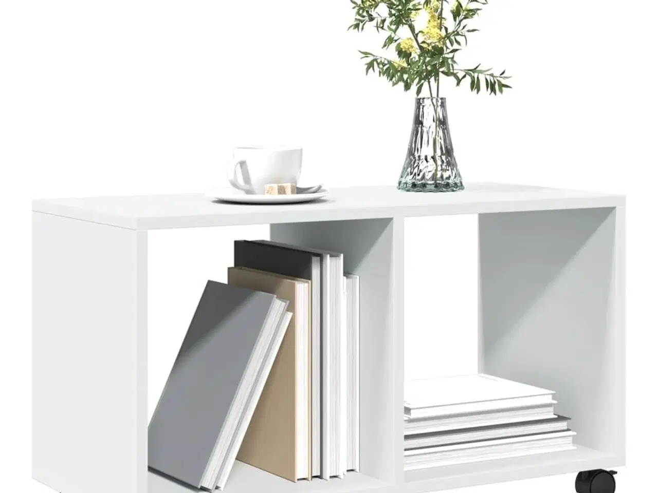 Billede 4 - Rullebord 72x33x42,5 cm konstrueret træ hvid