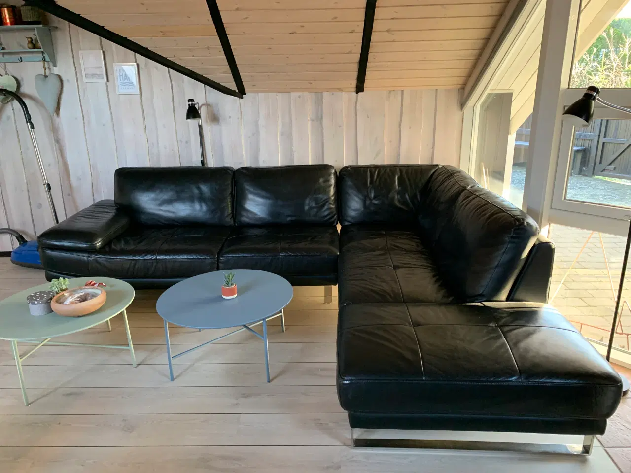 Billede 1 - Sort læder sofa