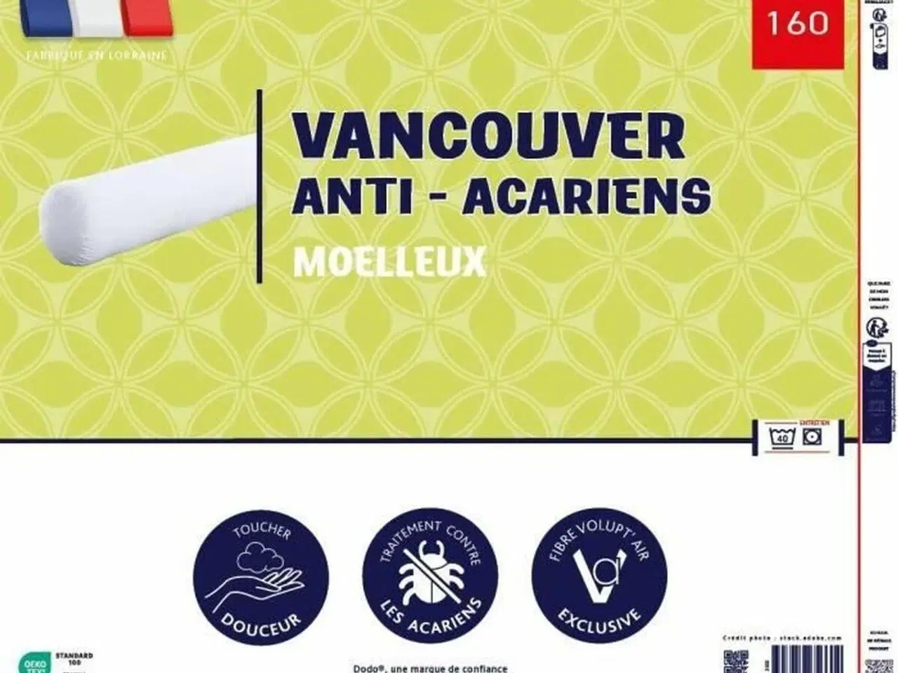 Billede 3 - Kropspude DODO Vancouver 160 cm - hvid, anti-støvmide