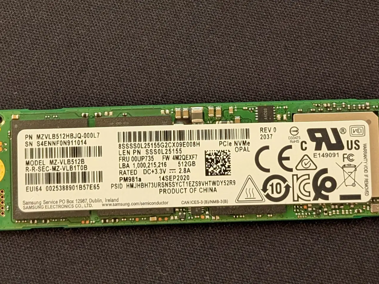 Billede 1 - 512 GB Samsung NVMe SSD.