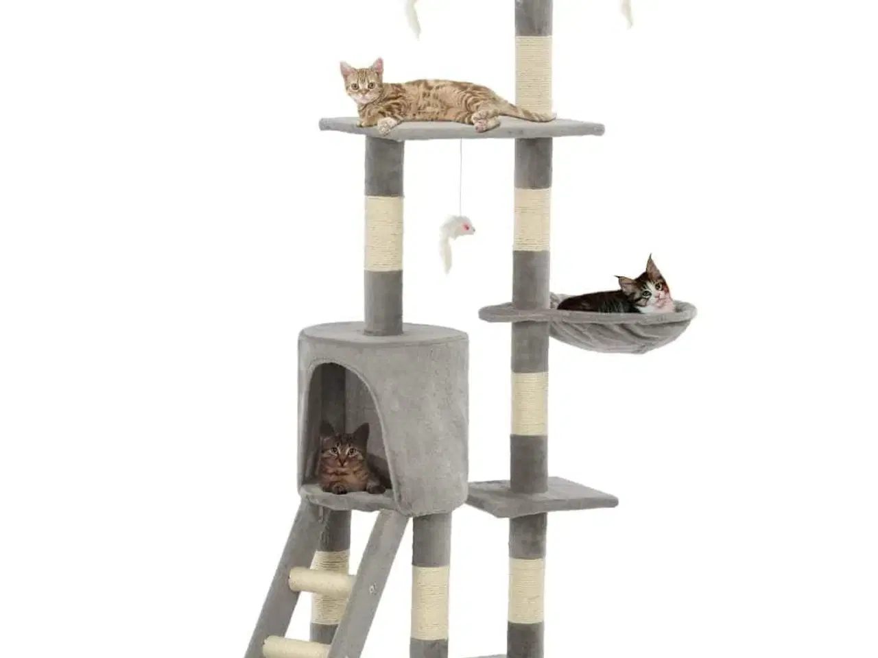 Billede 1 - Kradsetræ til katte med sisal-kradsestolper 138 cm grå