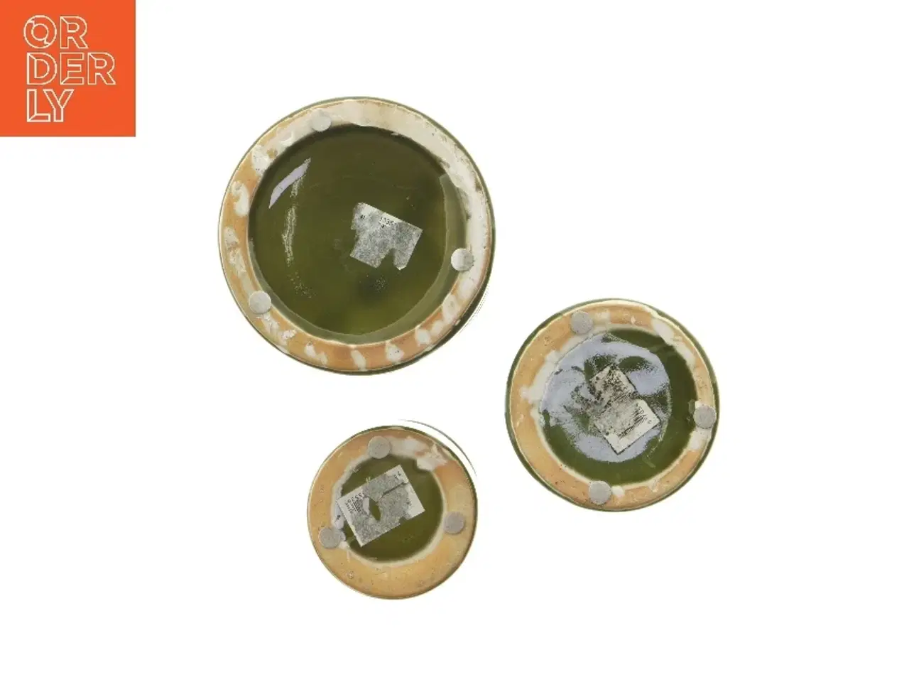 Billede 4 - Sæt af grønne keramiske potter (str. Ø 12,5x11 cm og Ø 9,5x10 cm og Ø7,5x7,5 cm)