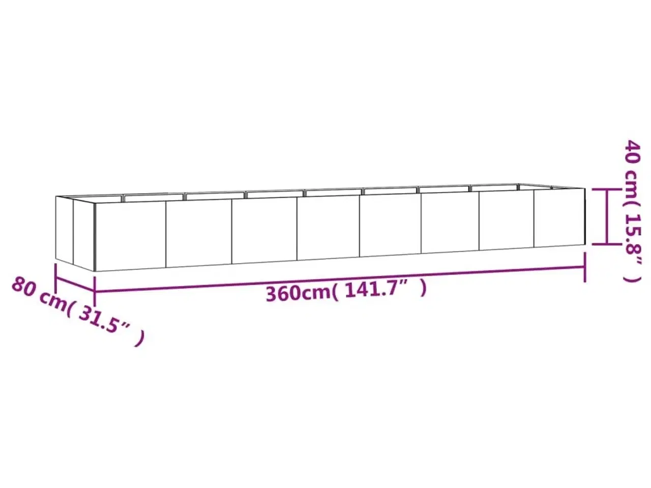 Billede 6 - Højbed 360x80x40 cm cortenstål