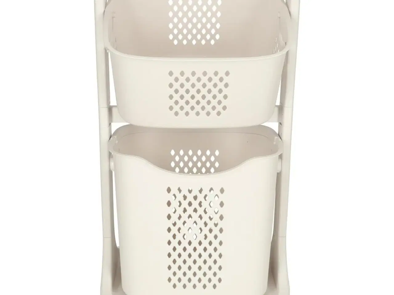 Billede 2 - Vasketøjskurv med dobbelte kurve på hjul – plast, 44 × 77,5 × 32 cm