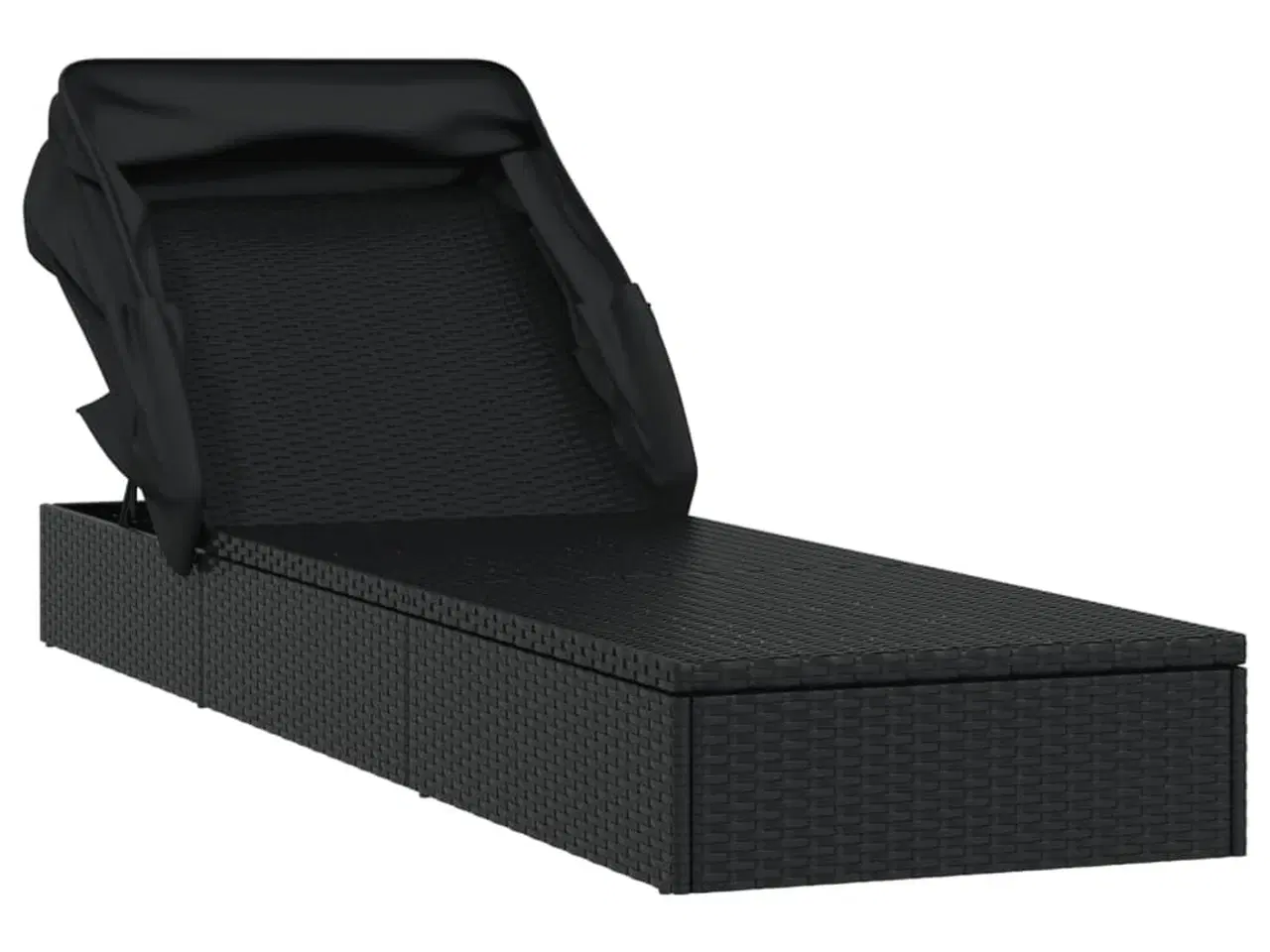 Billede 3 - Liggestol med foldbart tag 213x63x97 cm polyrattan sort