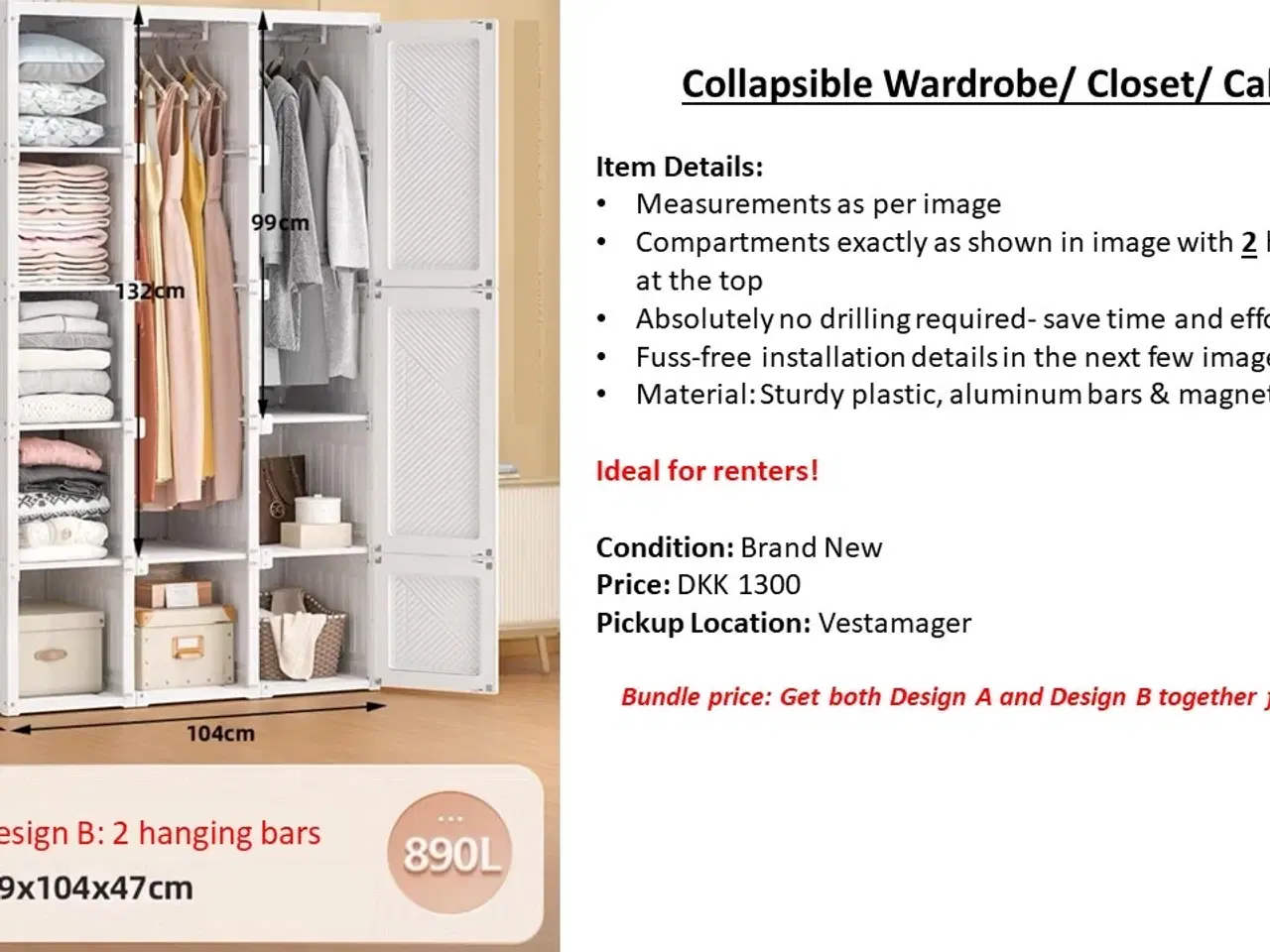 Billede 1 - Brand new collapsible wardrobe / closet/ cabinet 