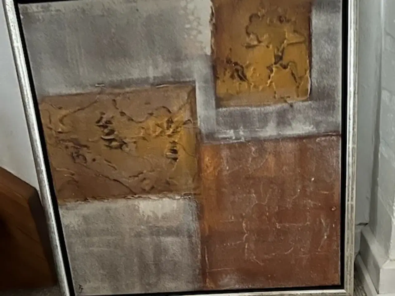 Billede 3 - 2 FLOTTE MALERIER I SVÆVERAMMER, 44X44 CM