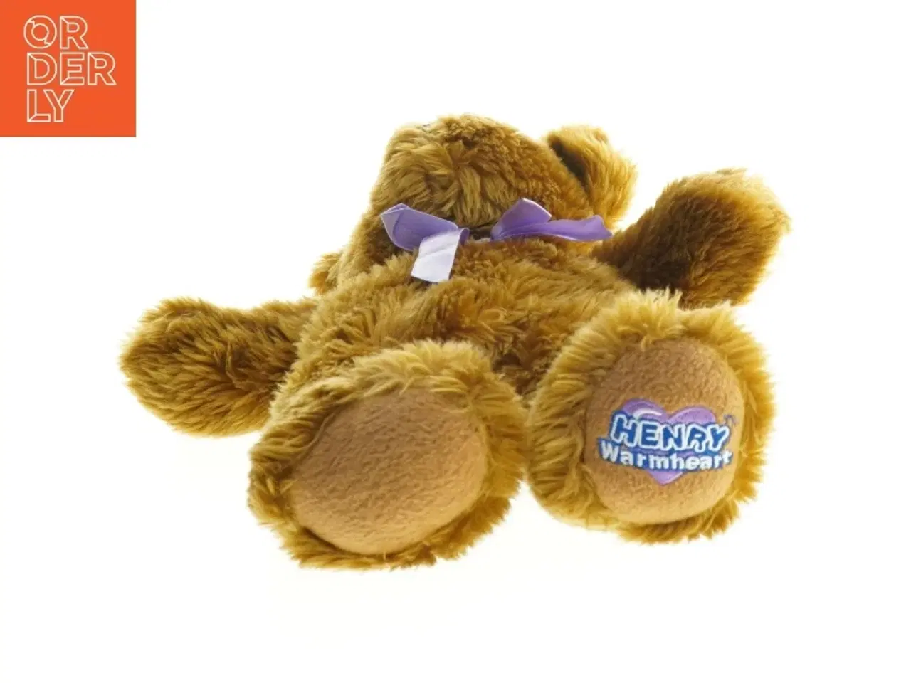 Billede 2 - Opvarmelig Teddy bamse med lilla sløjfe fra Henry Warmheart (str. 37 cm)