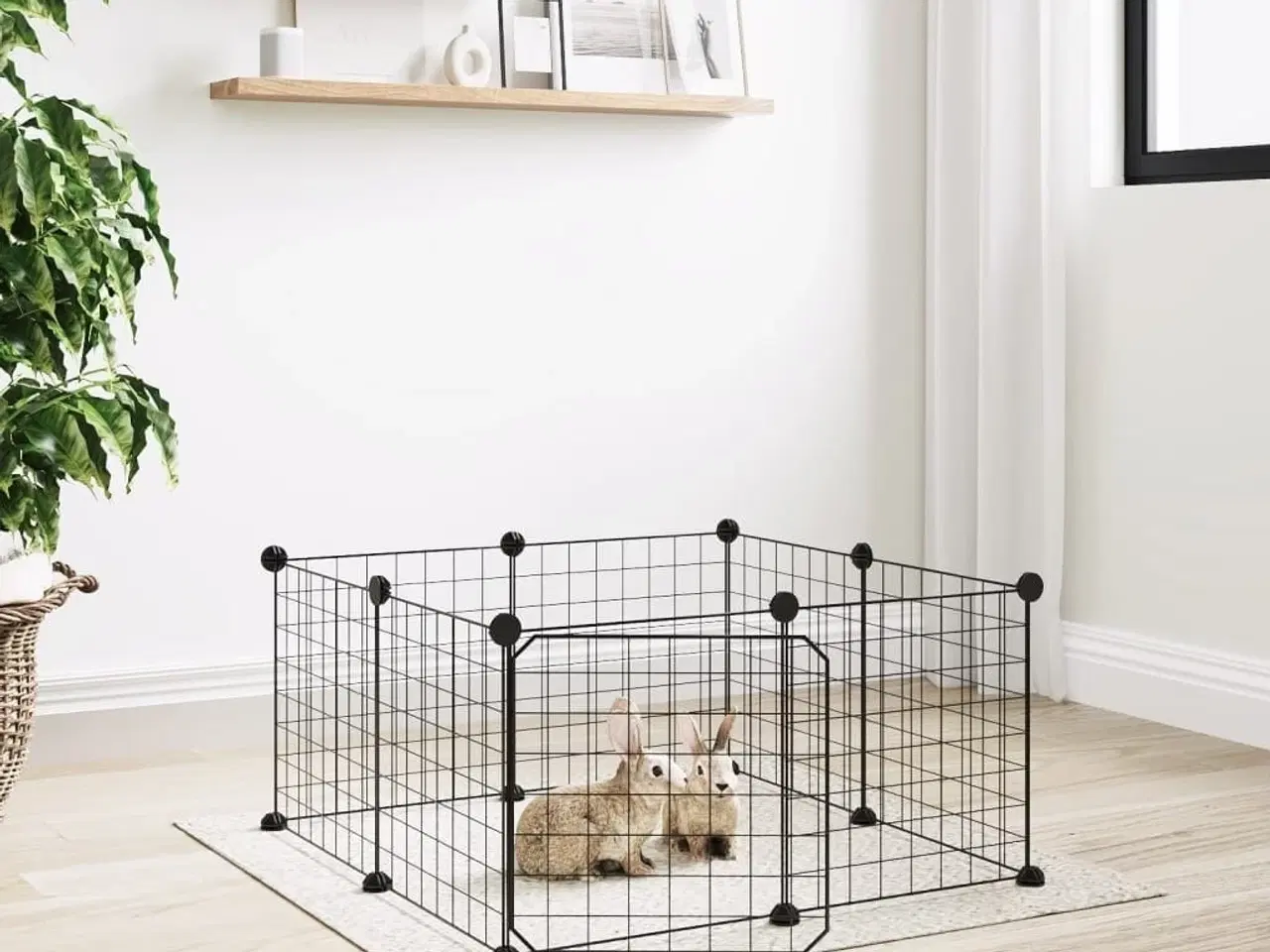 Billede 1 - Kæledyrsbur med 8 paneler og dør sort 35x35 cm stål