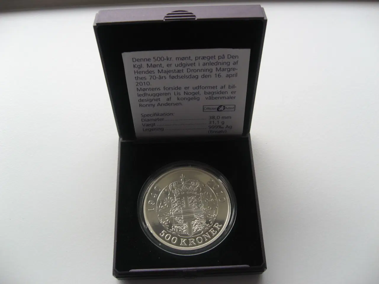Billede 1 - Margrethe 500kr sølvmønter 2010,12,15,22 Pr Stk