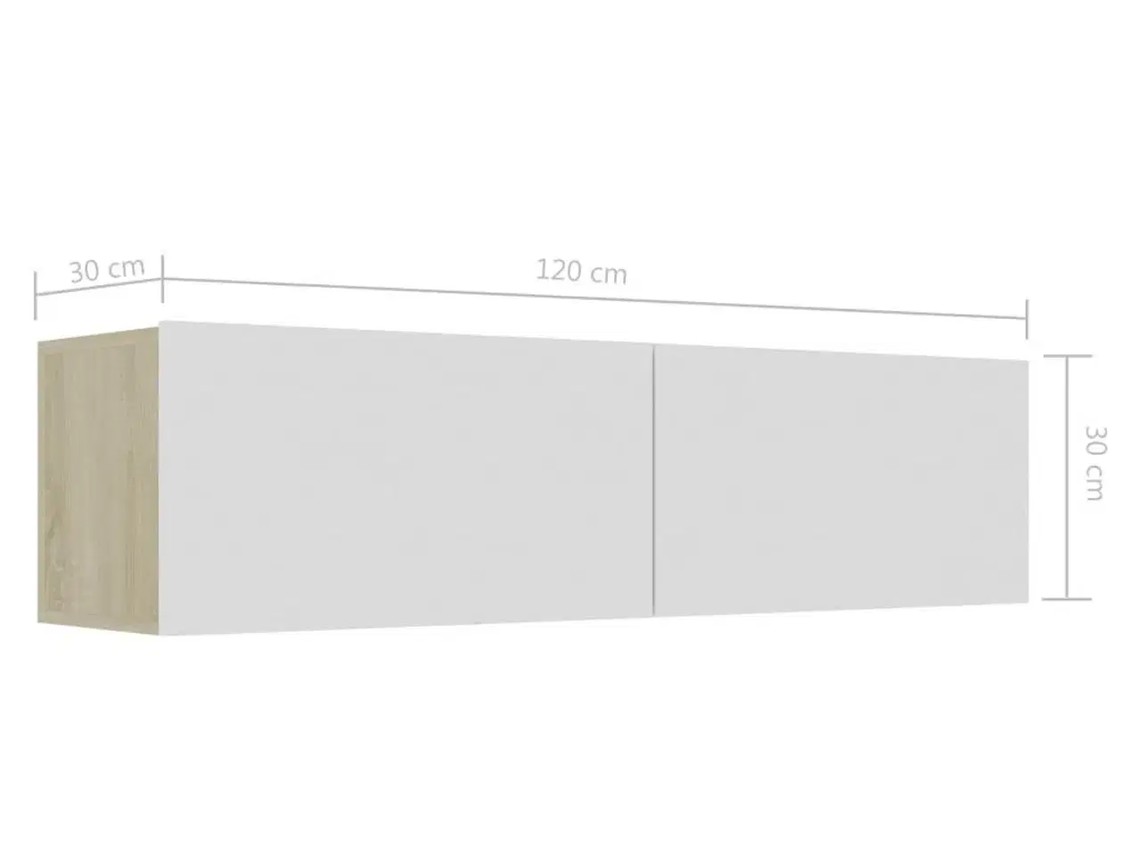 Billede 8 - Tv-bord 120x30x30 cm konstrueret træ hvid og sonoma eg