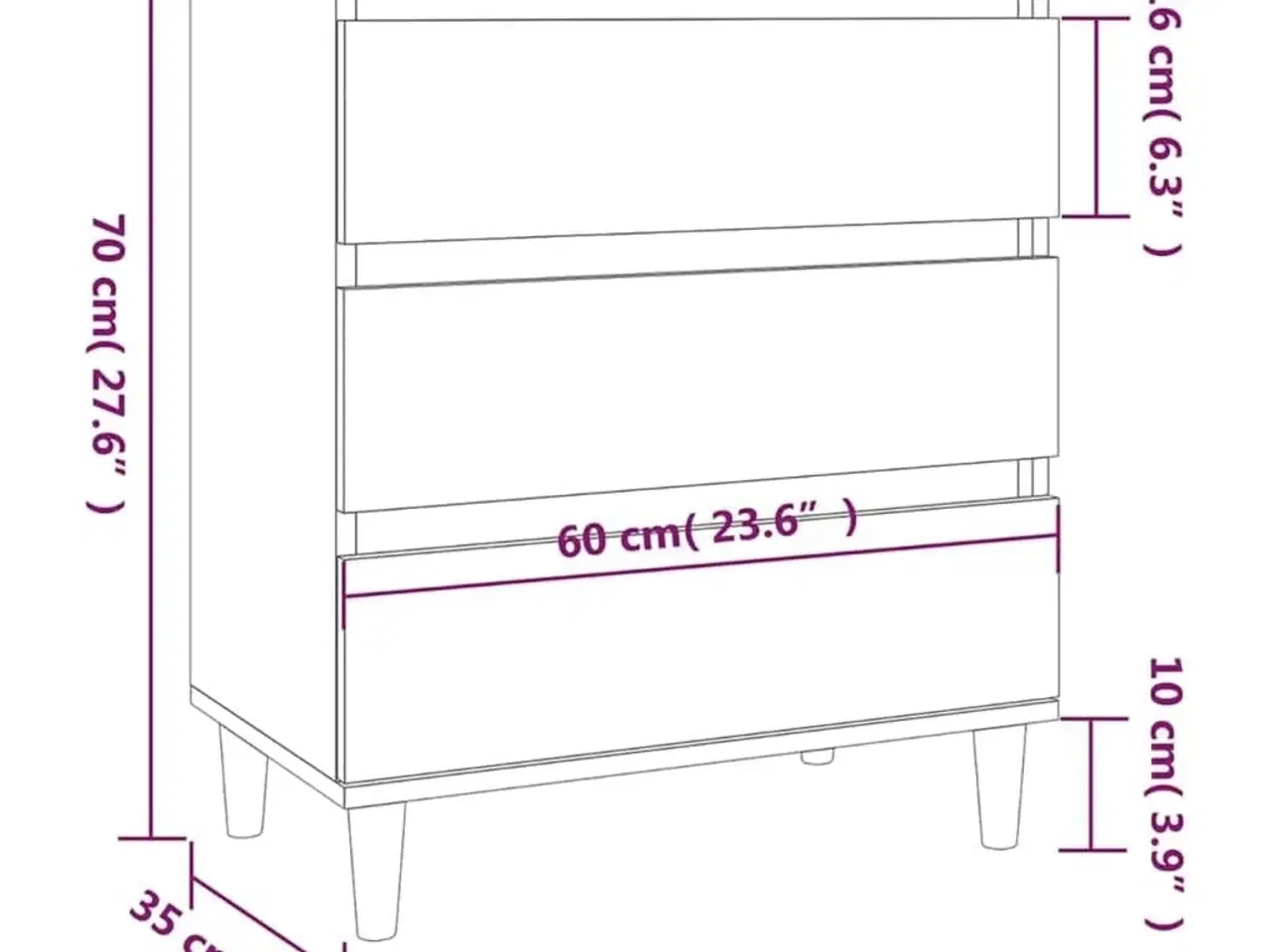 Billede 10 - Skænk 60x35x70 cm konstrueret træ hvid