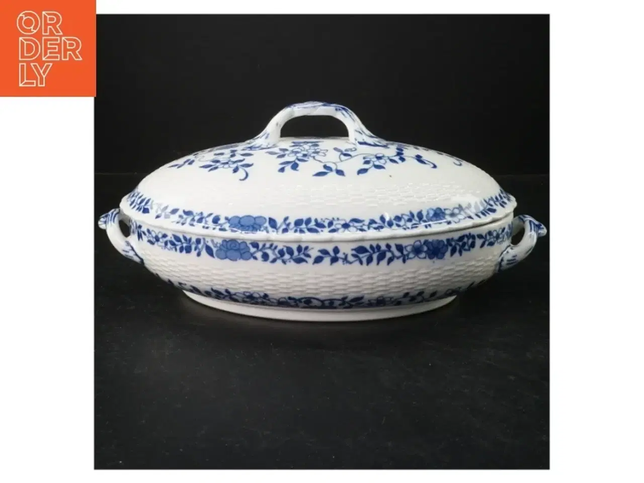 Billede 1 - Oval porcelænsfad med låg (str. 26x17 cm)