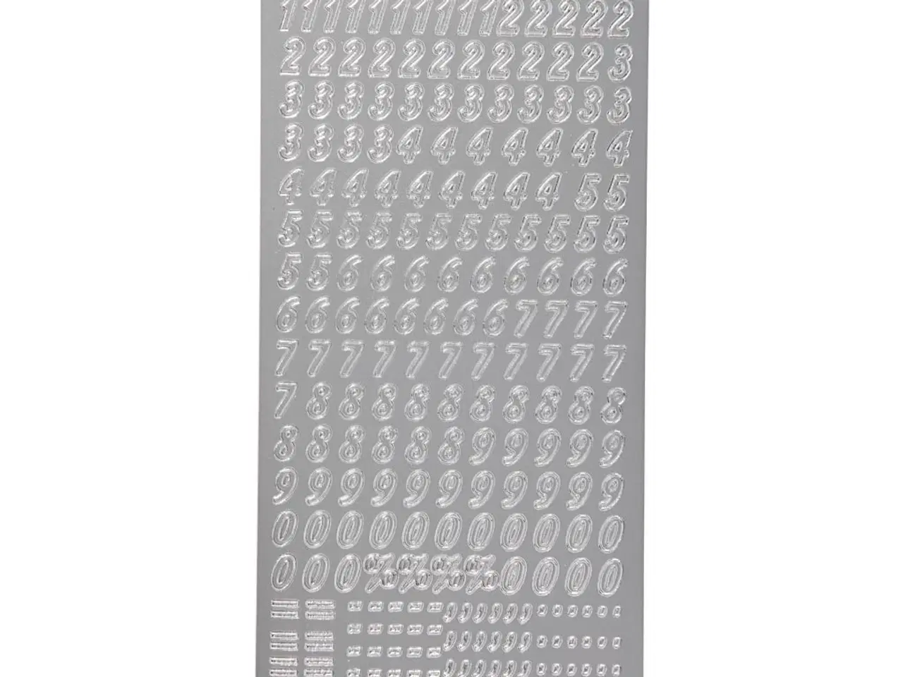 Billede 1 - Sølv Tal Stickers - 10x23 cm, Selvklæbende Ark