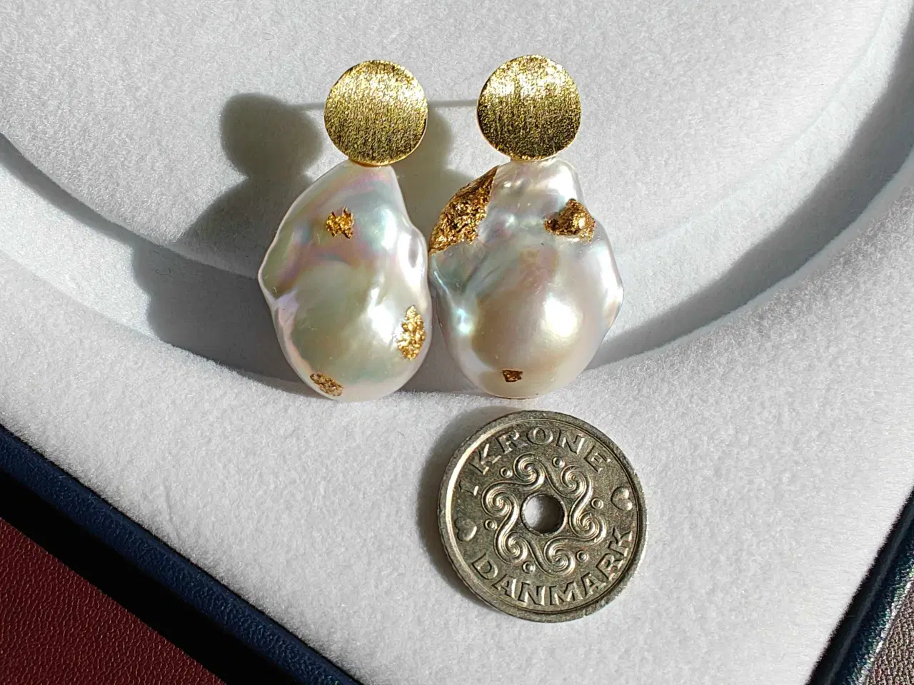 Billede 7 - Barokperle-øreringe i mat guldbelagt S925 sterling
