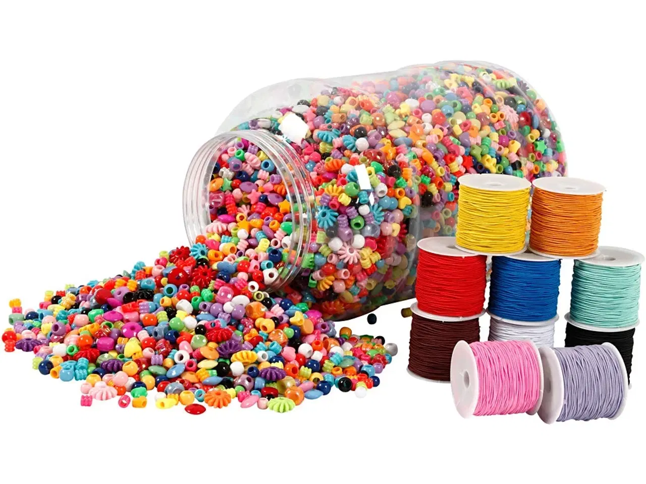 Billede 1 - Perlespand og Elastiktråd, 1 sæt