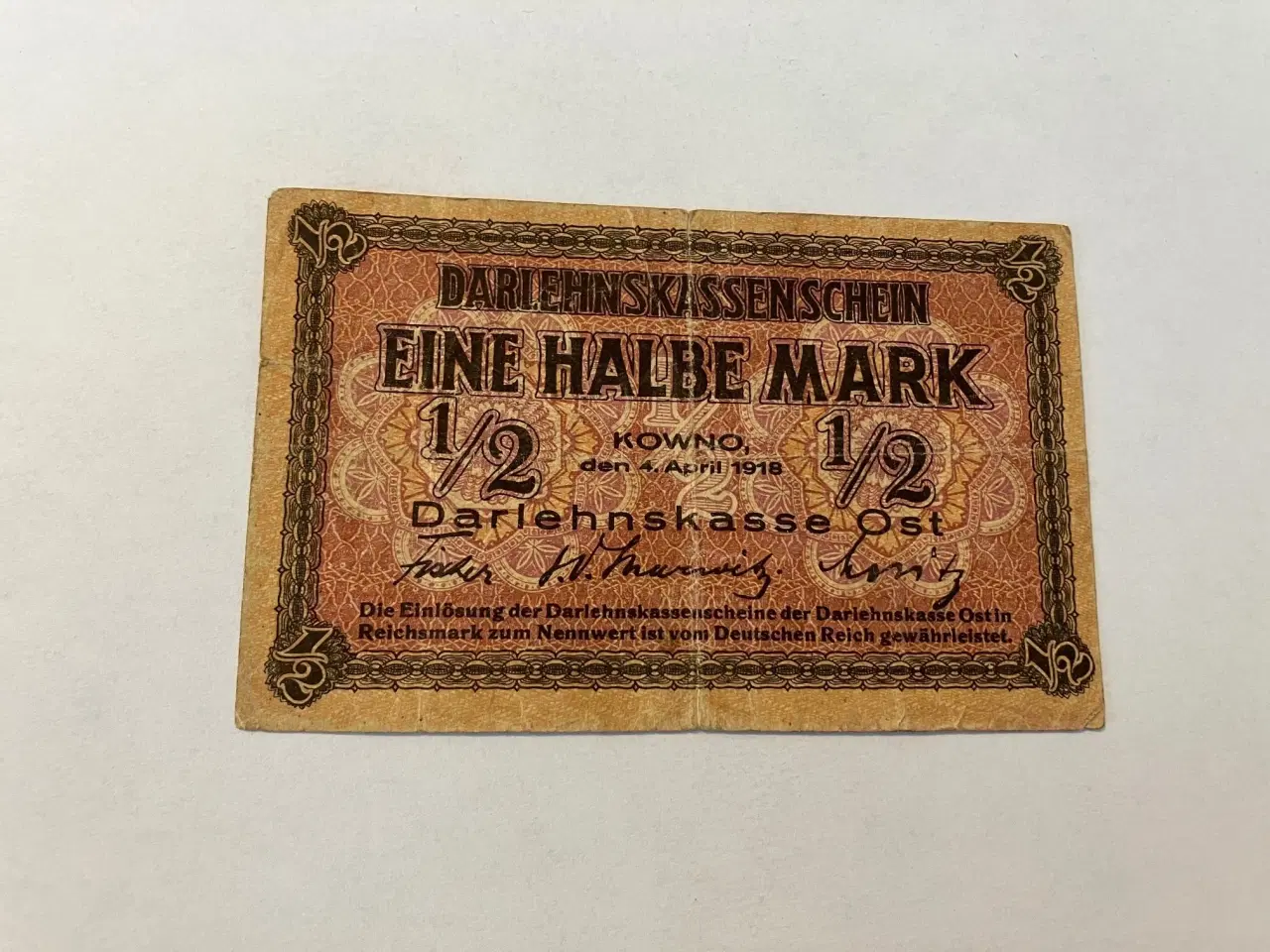 Billede 1 - Eine Halbe Mark 1918 - Darlehenskassenschein