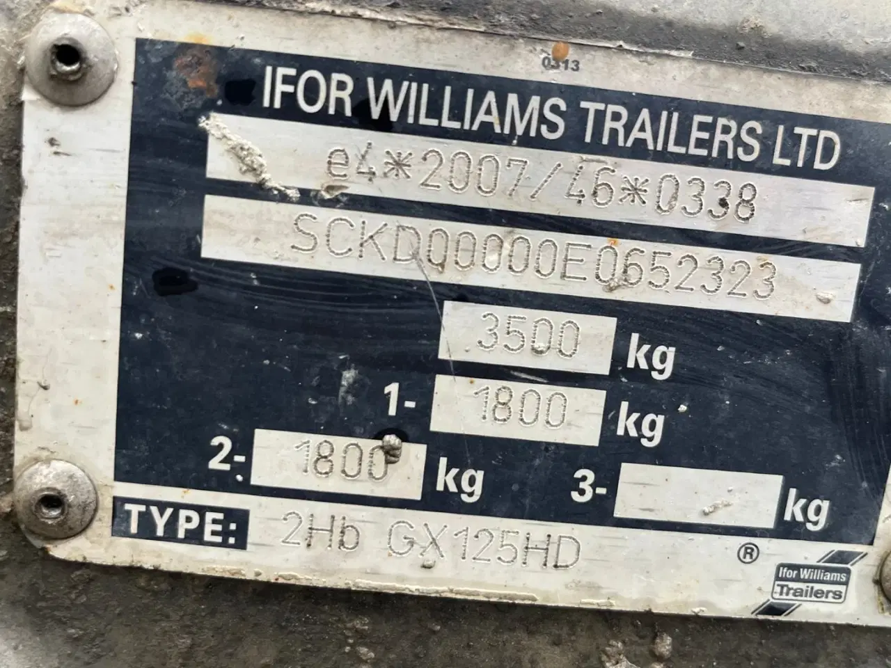 Billede 3 - Ifor Williams gx125 3500kg nysynet trailer