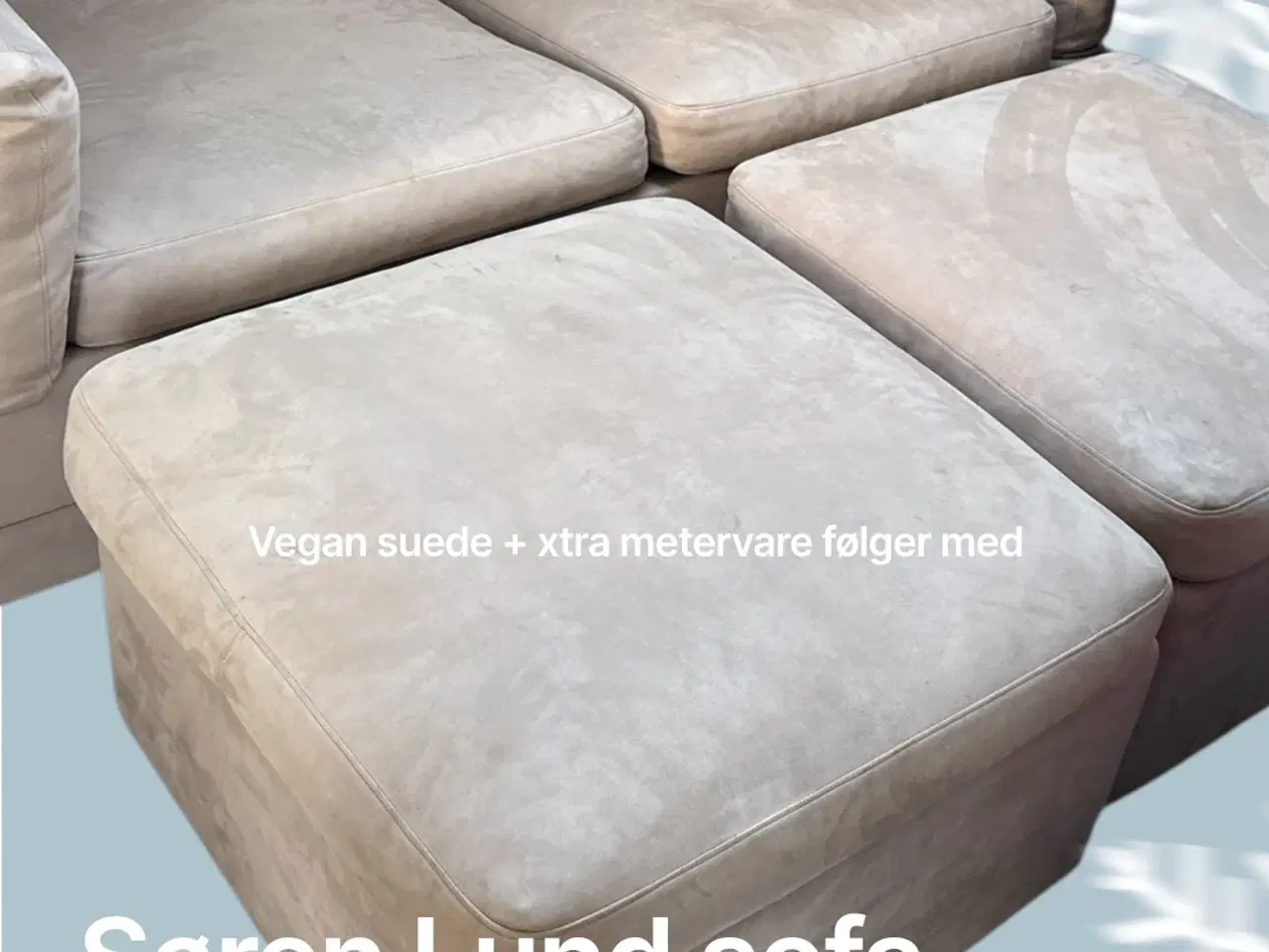 Billede 2 - Vegan suede sofa med 2 x puff