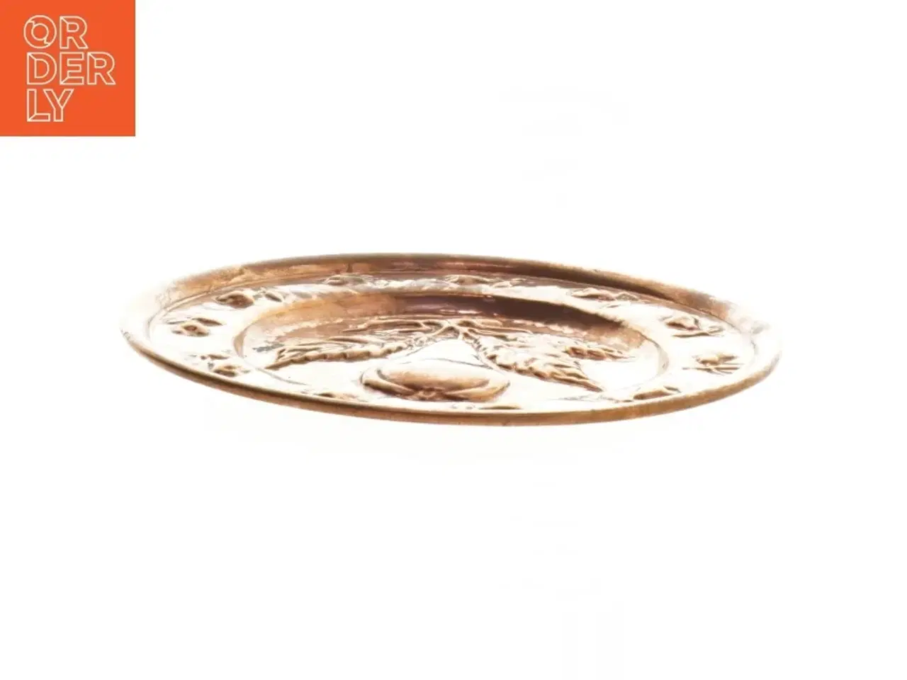 Billede 2 - Kobber platte med pære motiv (str. Ø 24x1 cm)