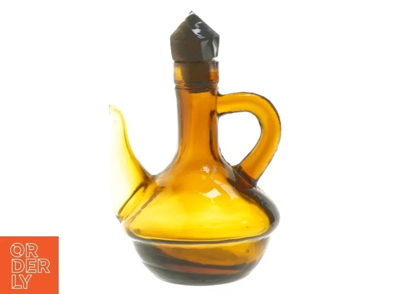 Billede 1 - Amberfarvet glas karaffel med prop