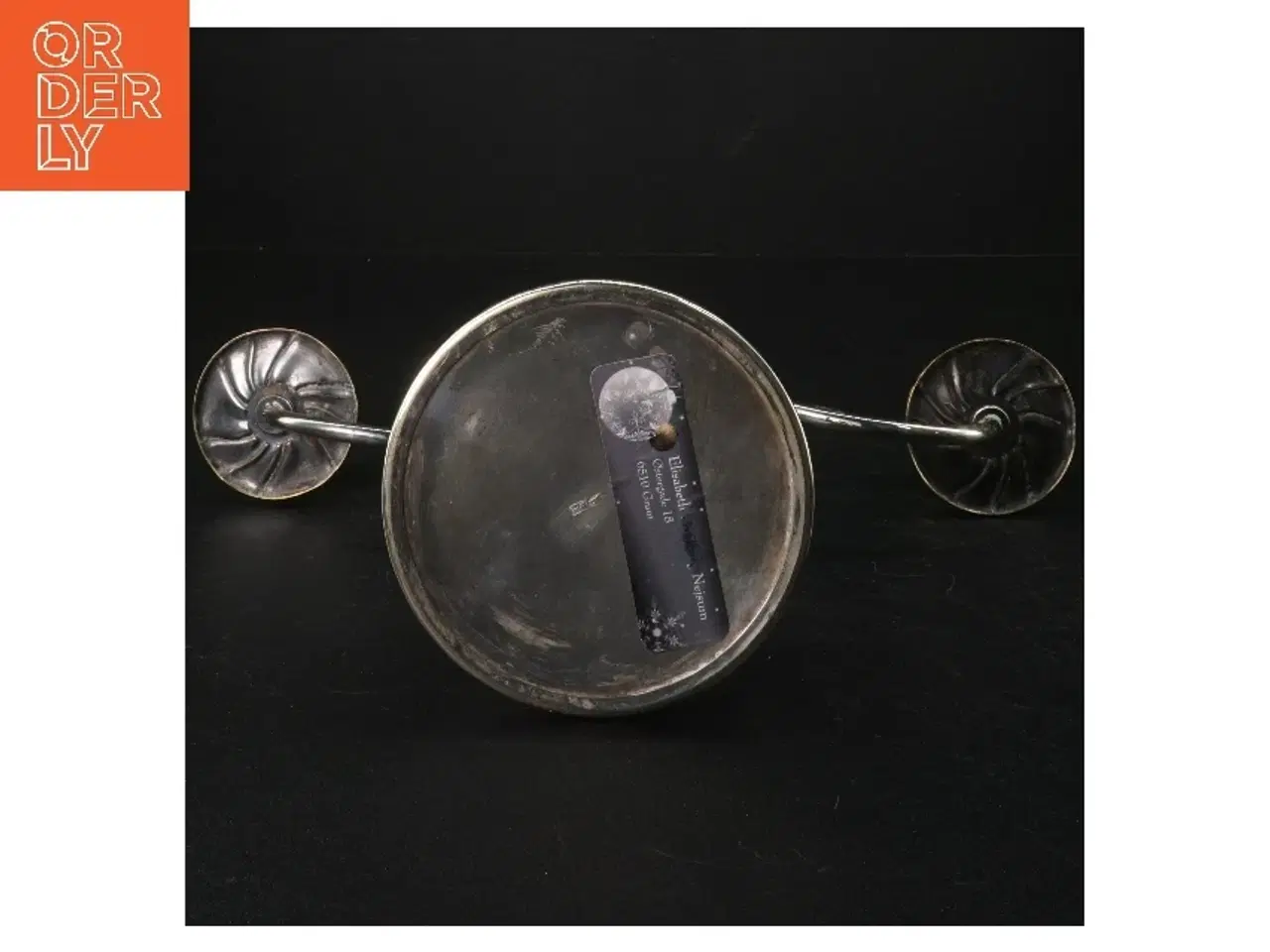 Billede 2 - Sølvfarvet lysestage (str. H. 21,5. b 27 cm)