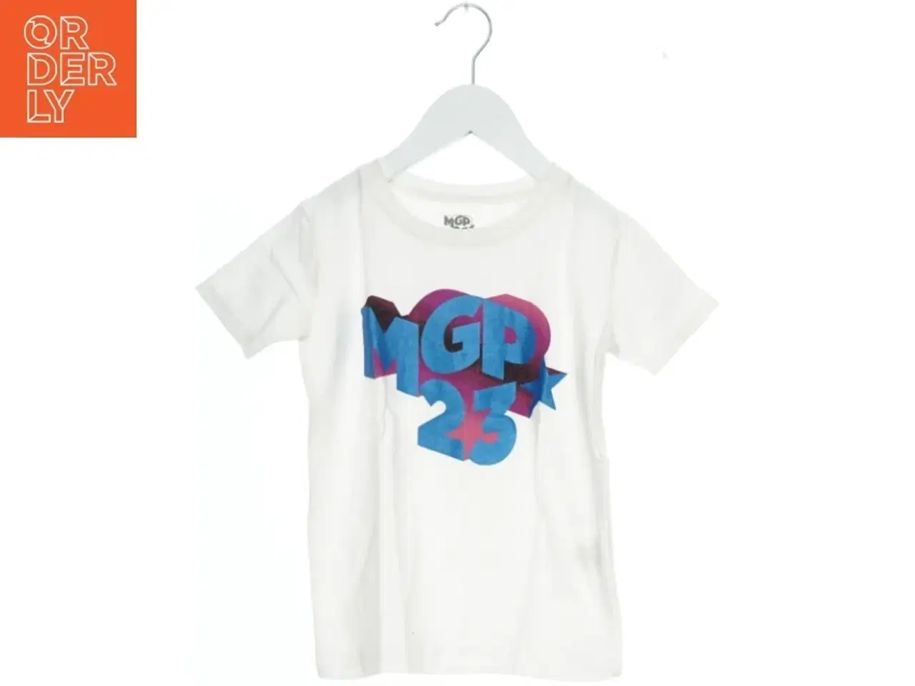 Billede 1 - Hvid T-shirt med MGP 23 grafisk print fra DR (str. 128)